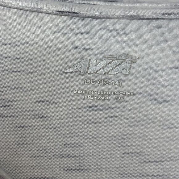 Avia Large Gray Space Dye V Neck Active Tee Short Sleeve Women's Top Size Large - Picture 2 of 5